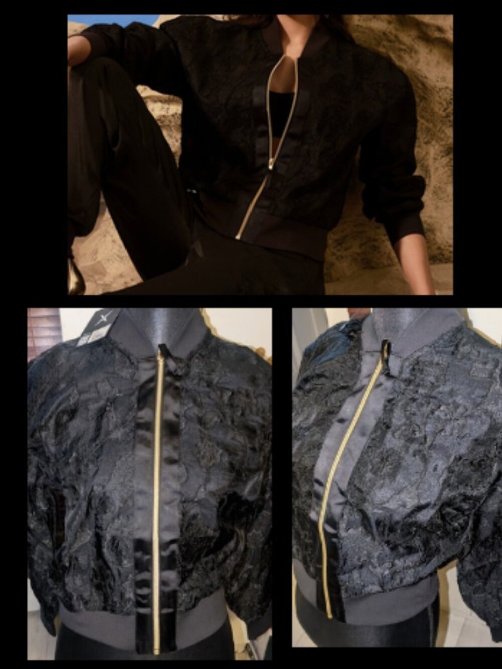 GSTQ Black Beauty Floral Bomber Jacket - NWT Womens Size M